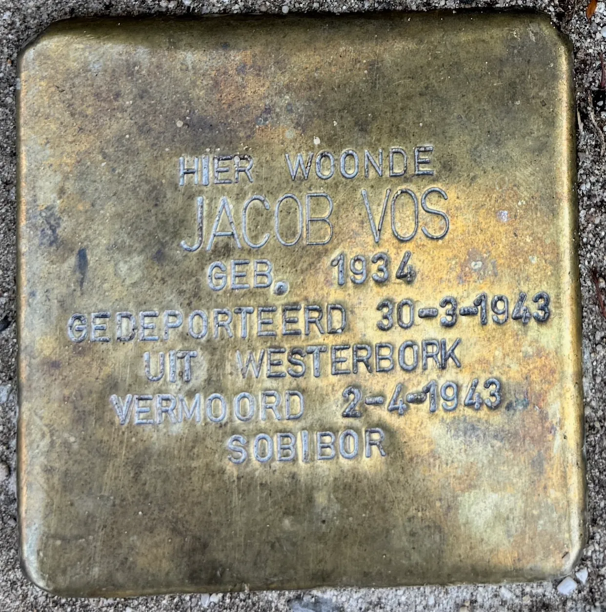Struikelsteen voor Jacob Vos