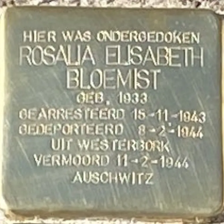 Struikelsteen voor Rosalia Elisabeth Bloemist