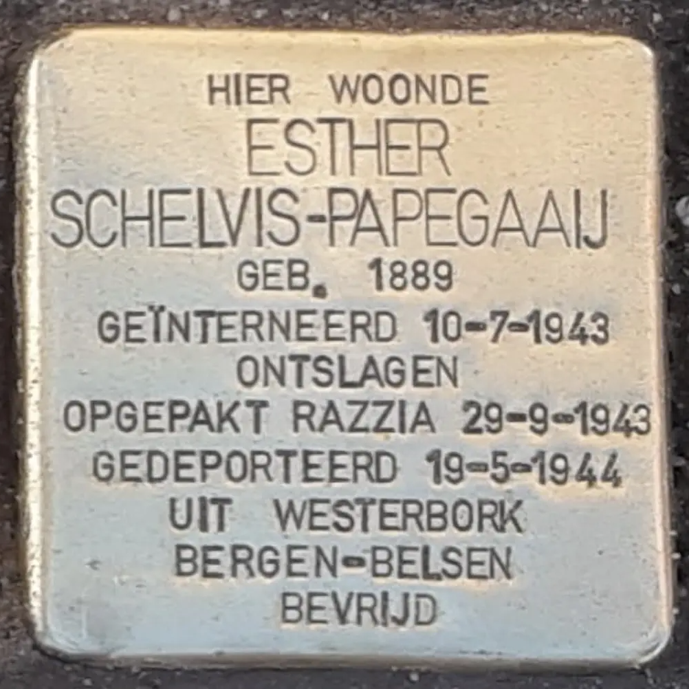 Struikelsteen voor Esther Schelvis-Papegaaij