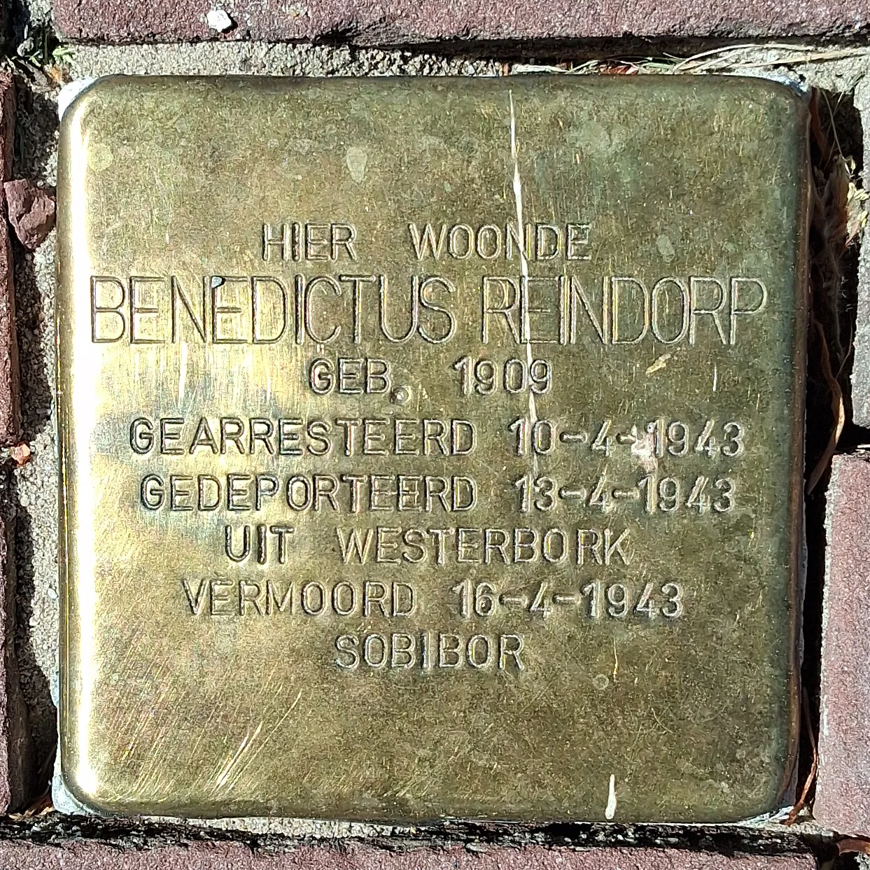 Struikelsteen voor Benedictus Reindorp