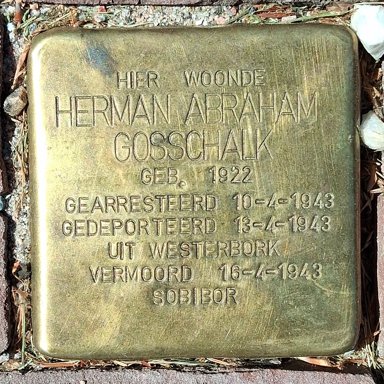 Struikelsteen voor Herman Abraham Gosschalk