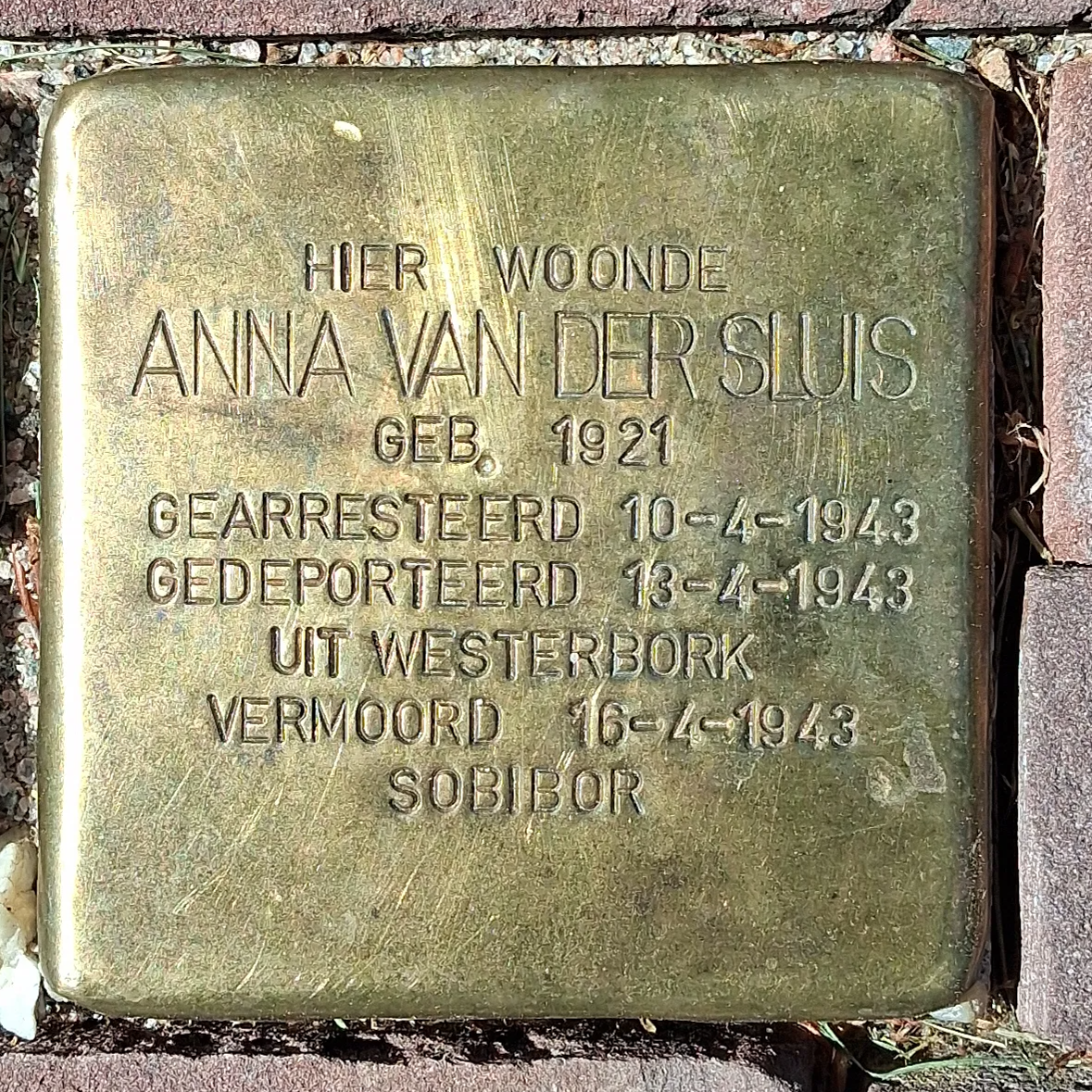 Struikelsteen voor Anna van der Sluis
