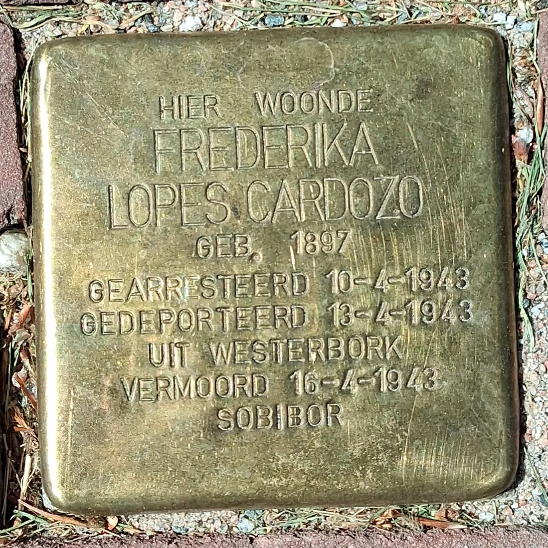 Struikelsteen voor Frederika Lopes Cardozo