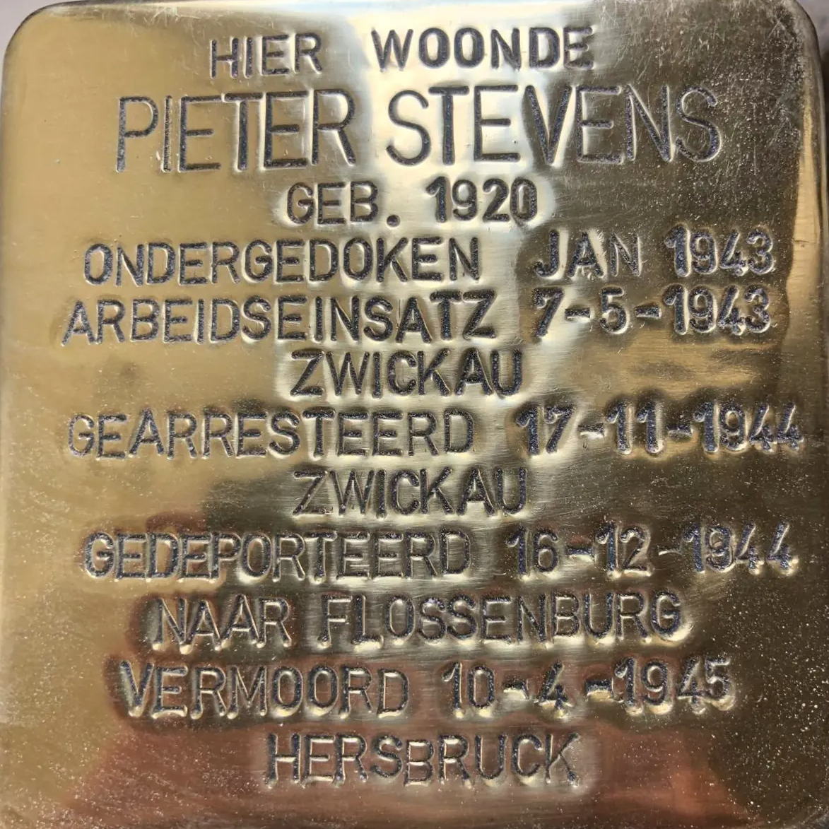 Struikelsteen voor Pieter Stevens