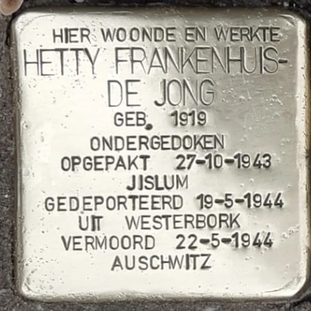Struikelsteen voor Hetty Maud Ellen Frankenhuis-de Jong