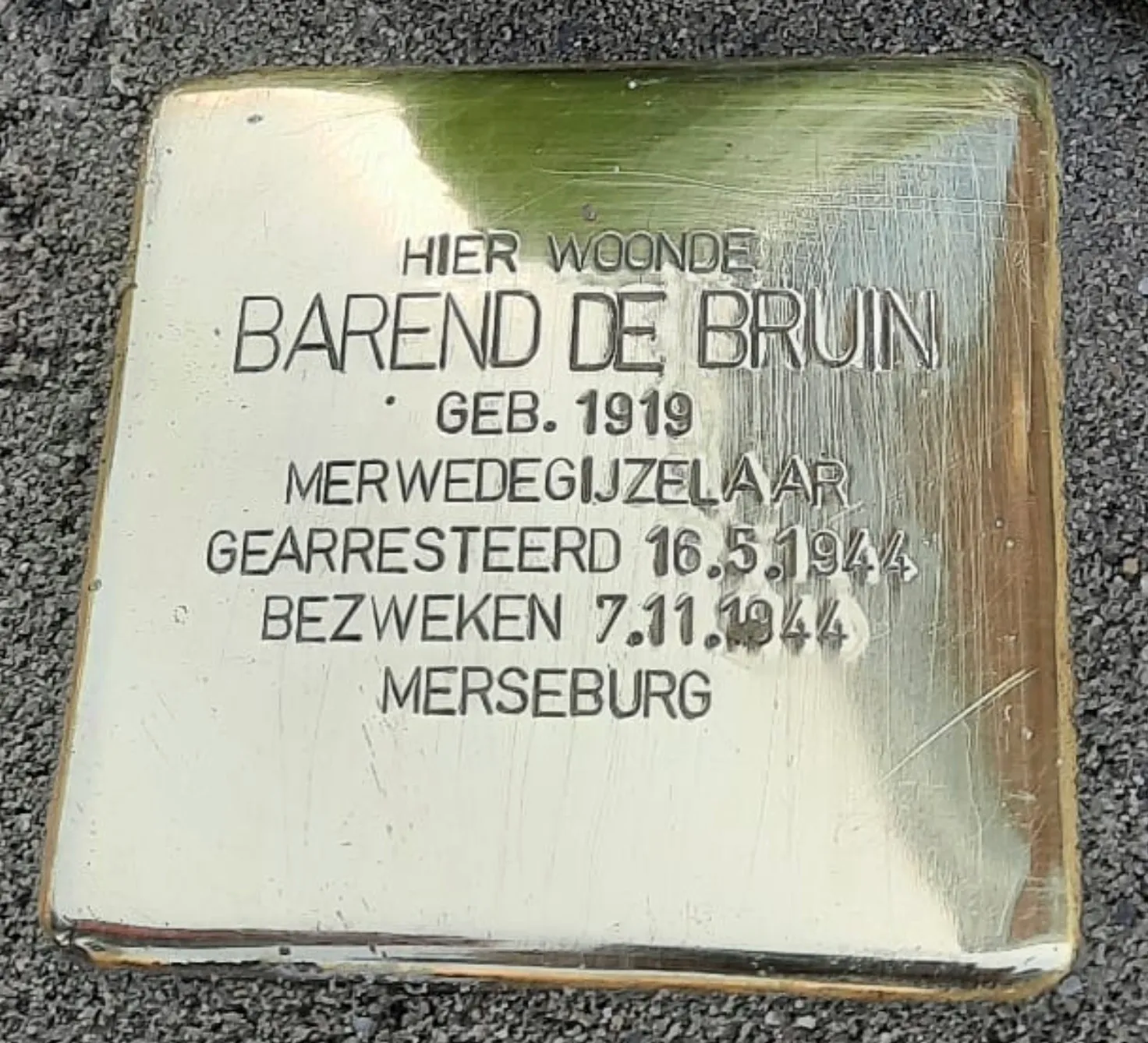 Struikelsteen voor Barend de Bruin