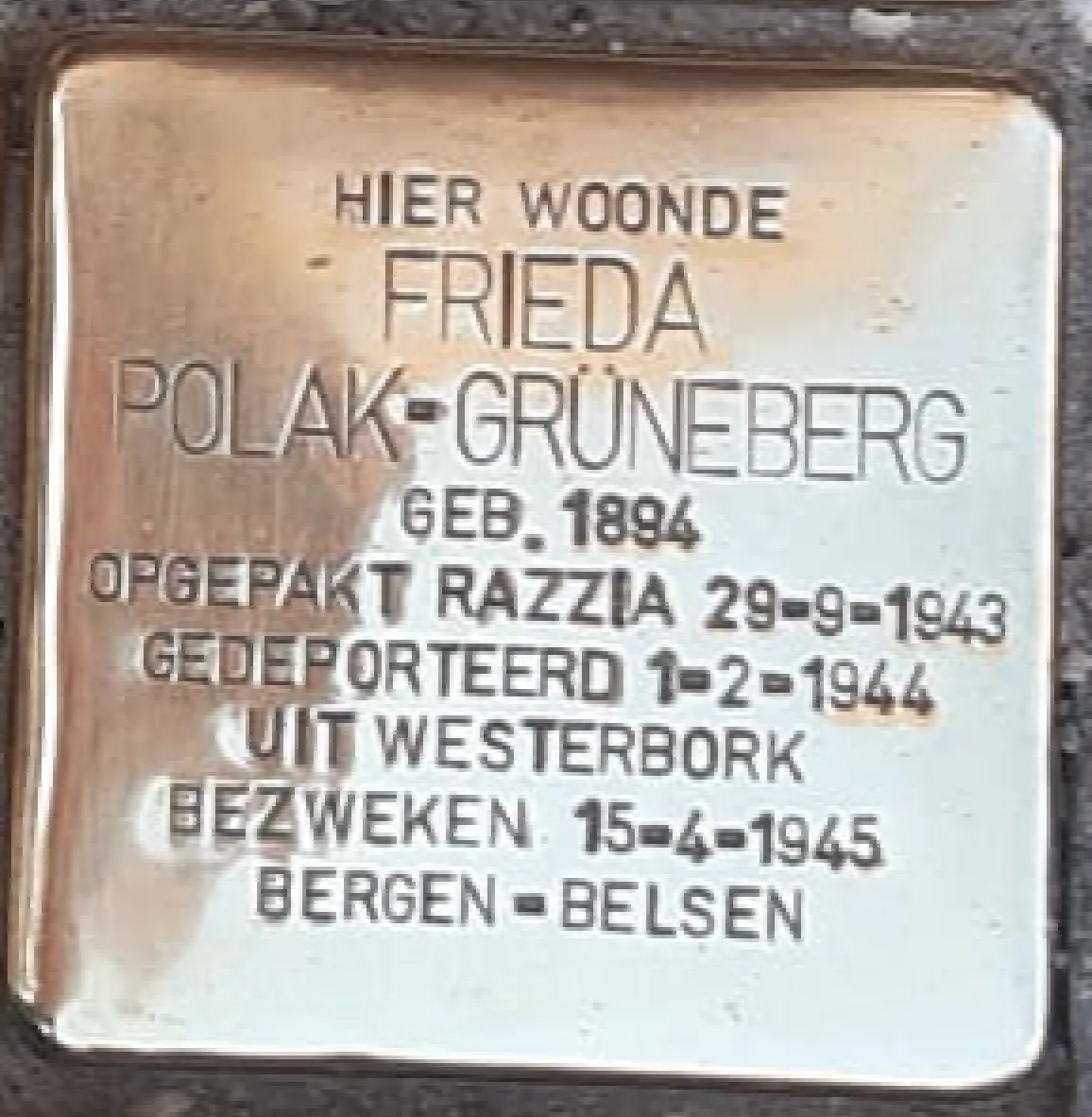 Struikelsteen voor Frieda Polak-Grüneberg