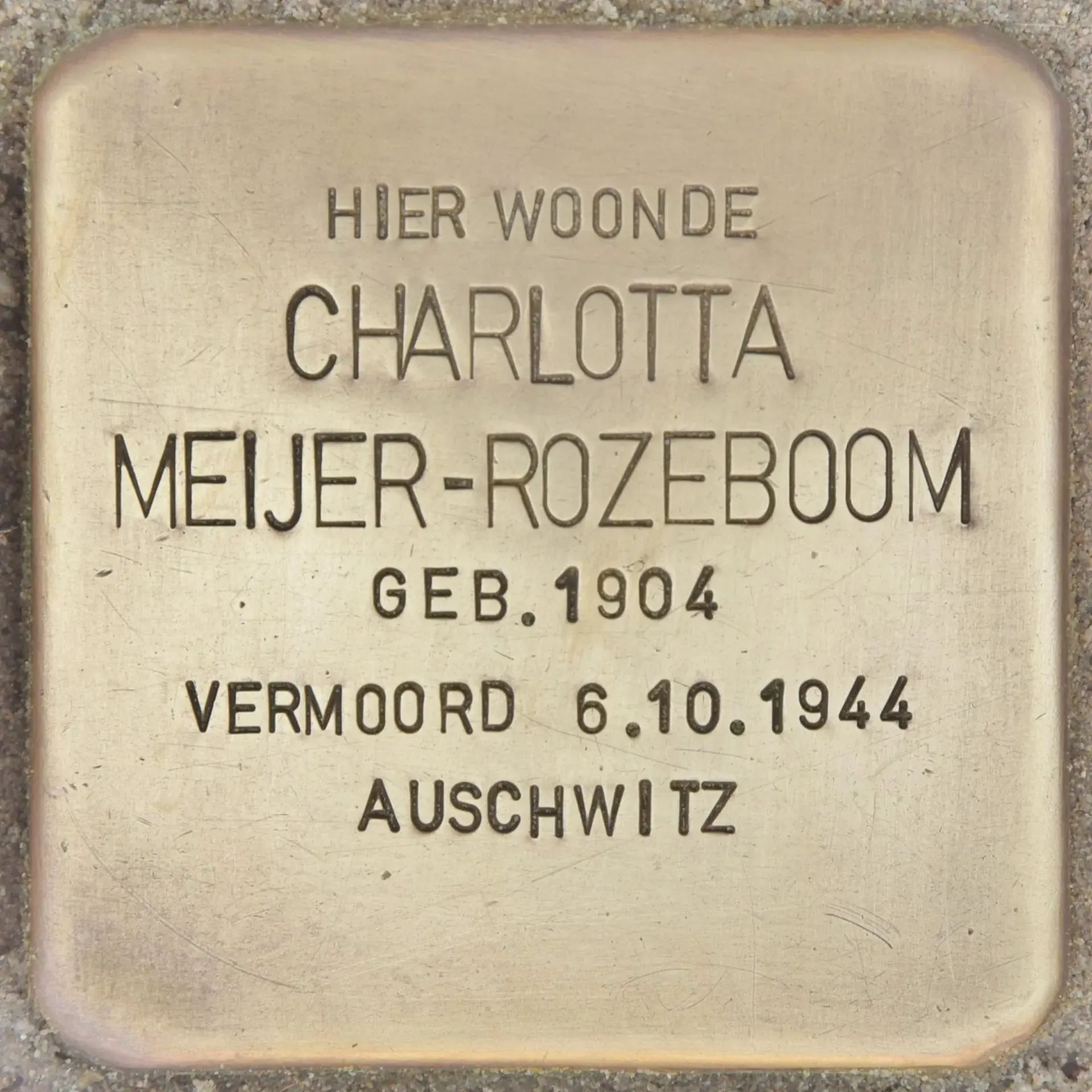 Struikelsteen voor Charlotta Meijer-Rozeboom