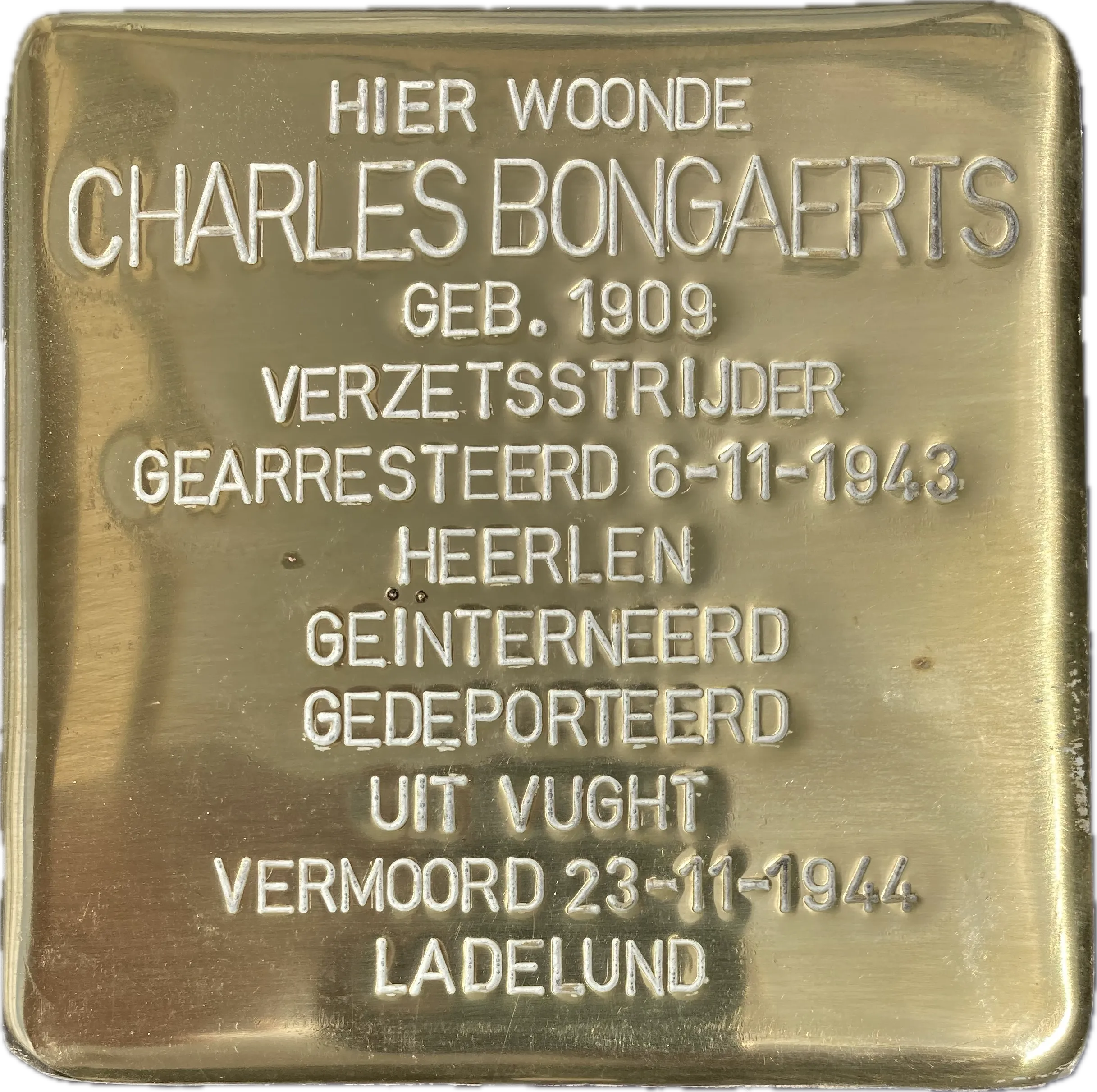 Struikelsteen voor Charles Marie Hubert Joseph Bongaerts