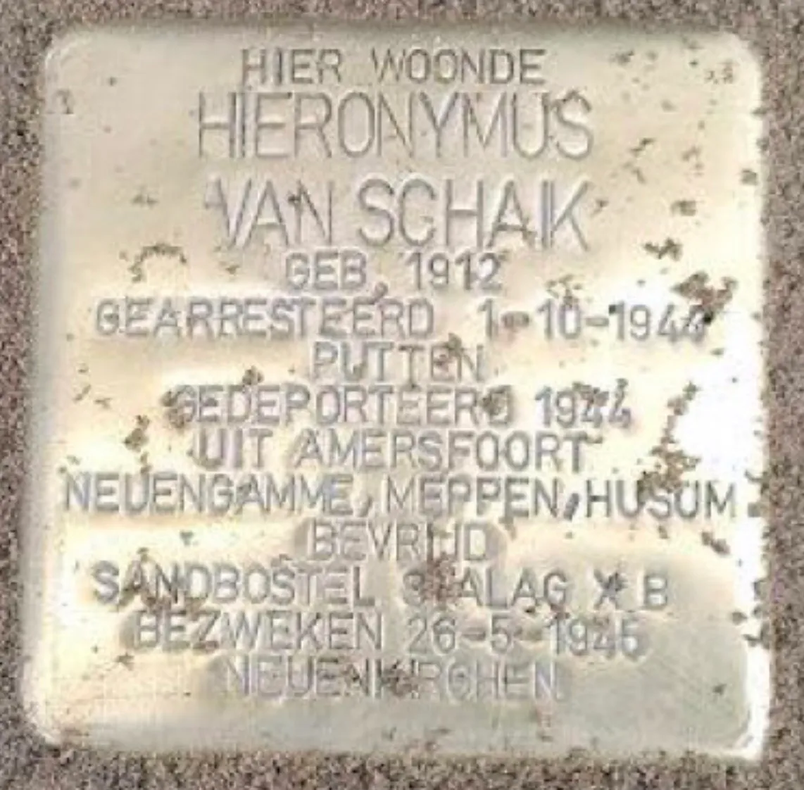 Struikelsteen voor Hieronymus Alphonsus Gerardus van Schaik