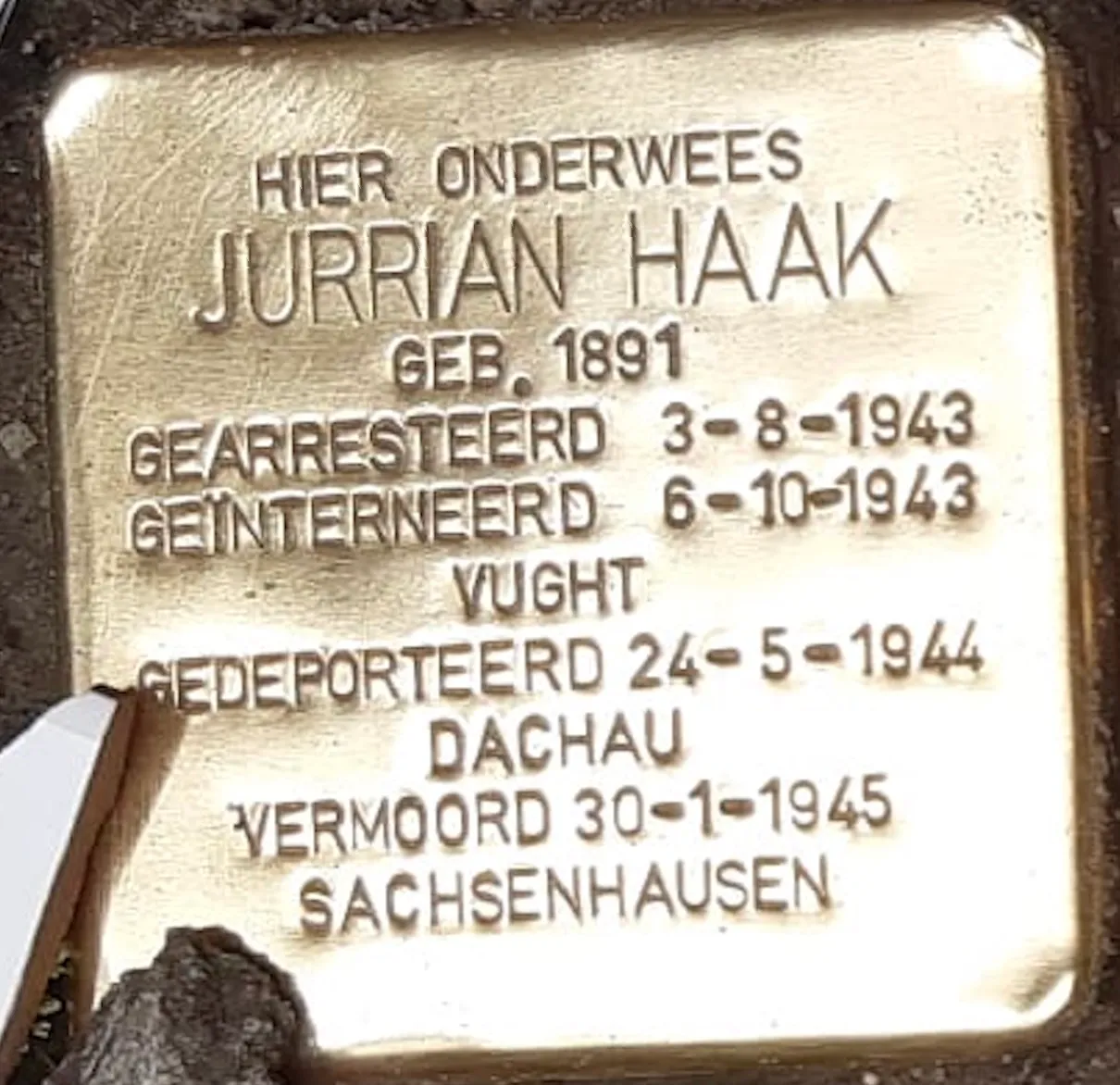 Struikelsteen voor Jurriaan Haak