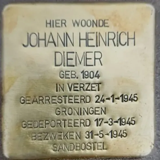 Struikelsteen voor Johann Heinrich Diemer