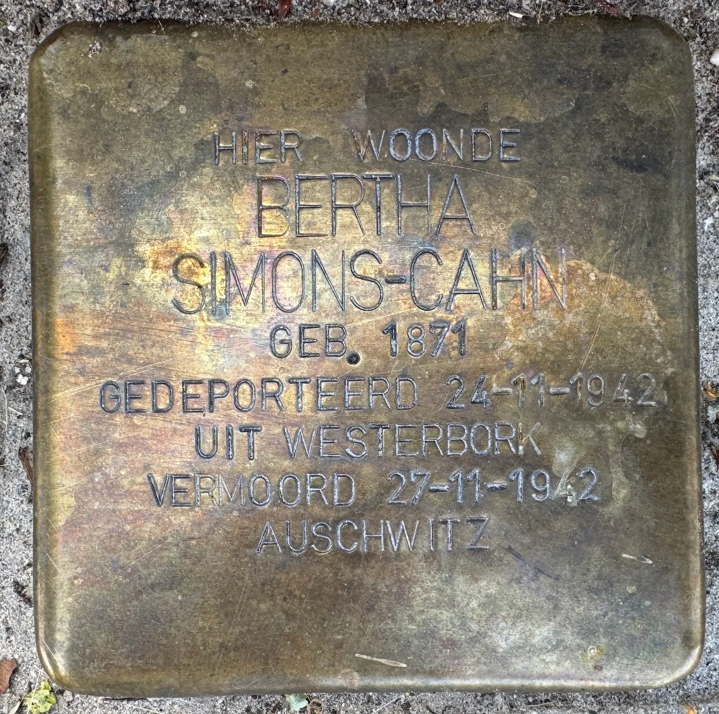 Struikelsteen voor Bertha Simons-Cahn