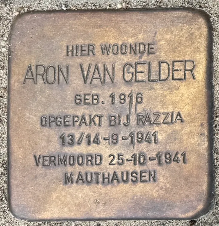 Struikelsteen voor Aron van Gelder